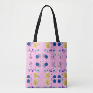 Bolso De Tela Formas Botánicas Abstractas Florales Boho Rosa Mod