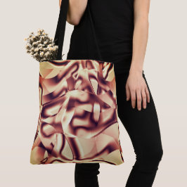 Bolso De Tela Formas curvadas, rojas o burdeos, de tono beige