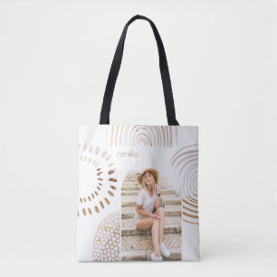 Bolso De Tela Formas de Boho y nombre con arco fotográfico