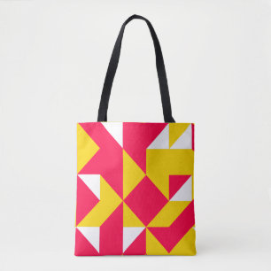 Bolso De Tela Formas de patrones geométricos rojos y amarillos
