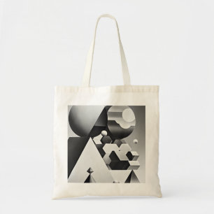 Bolso De Tela Formas geométricas de gris blanco negro