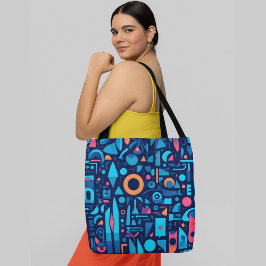 Bolso De Tela Formas geométricas de patrones abstractos vibrante