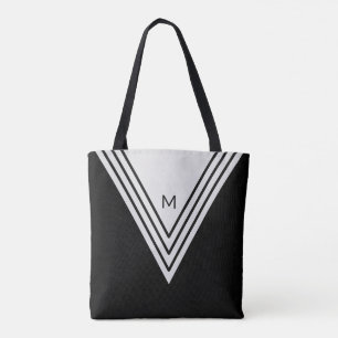 Bolso De Tela Formas geométricas elegantes en negro y gris plate