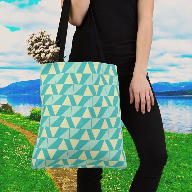 Bolso De Tela Formas geométricas en azul turquesa y amarillo fun (Subido por el creador)