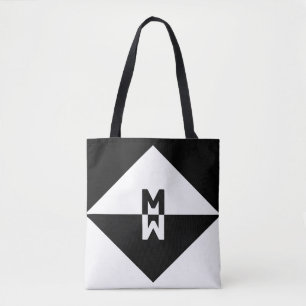 Bolso De Tela Formas geométricas modernas en blanco y negro