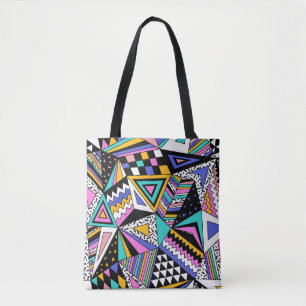 Bolso De Tela Formas Geométricas Retro: Vintage colorido.