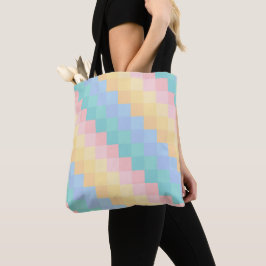 BOLSO DE TELA FORMAS GEOMÉTRICAS ROSA PASTEL AZUL AMARILLO VERDE