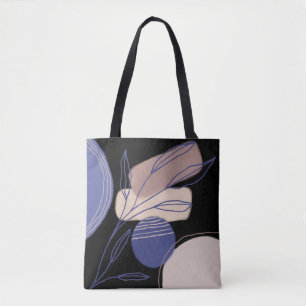 Bolso De Tela Formas orgánicas abstractas - azul y beige
