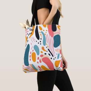 Bolso De Tela Formas orgánicas abstractas coloridas patrón boho