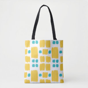Bolso De Tela Formas pintadas de color turquesa brillante y amar