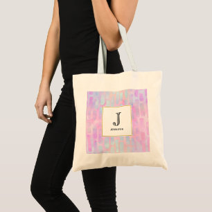 Bolso De Tela Formas rectangulares azules en monograma de fondo
