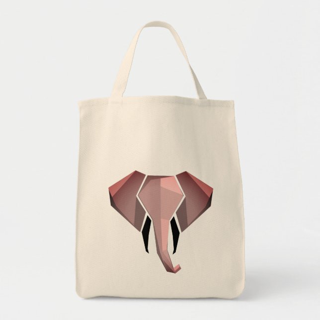 Bolso De Tela Formas simples Geometría Cabeza elefante (Frente)