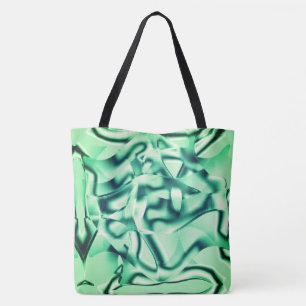 Bolso De Tela Formas verdes curvas de acrílico, con tonos a ment