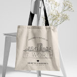 Bolso De Tela Fort Worth Boda | Línea delgada estilizada<br><div class="desc">Un boda único en la bolsa para un boda que está teniendo lugar en la hermosa ciudad de Fort Worth, Texas. Este tote cuenta con un ilustracion estilizado del paisaje único de la ciudad, con su nombre debajo. A esto le sigue la información del día de la boda en un...</div>
