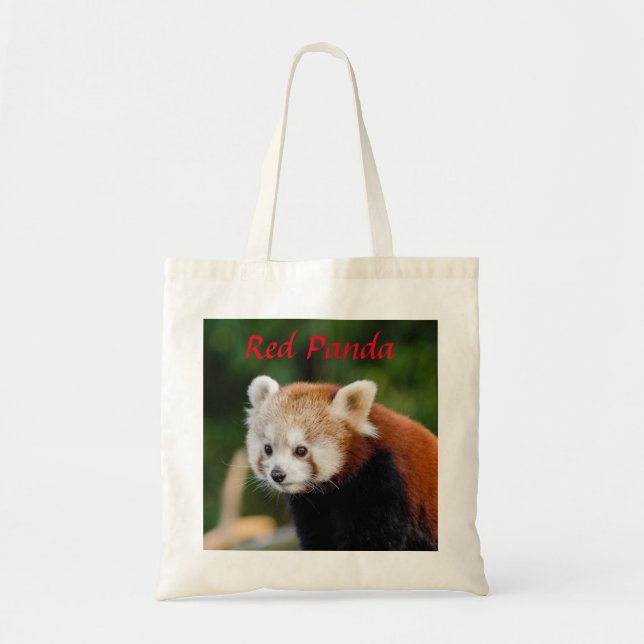 Bolso De Tela Foto adorable de Panda Rojo (Frente)