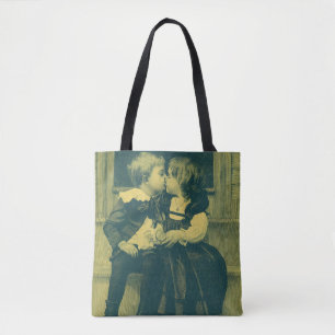 Bolso De Tela Foto antigua de amor y romance, niños besándose