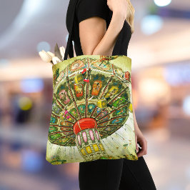 Bolso De Tela Foto antigua retro de paseo de carnaval verde en c