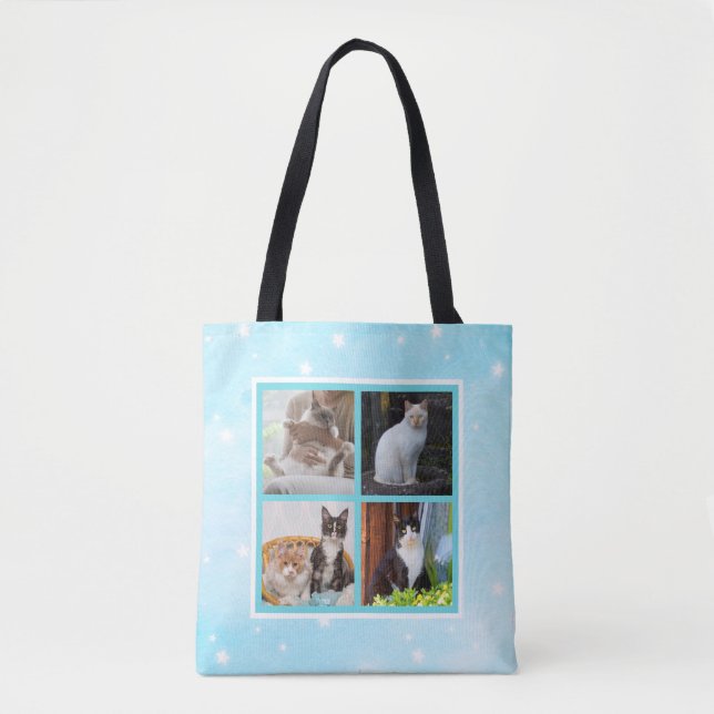 Bolso De Tela Foto azul de personalizado Pastel (Anverso)