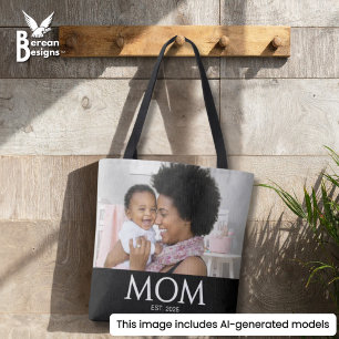 Bolso De Tela Foto Clásica de Mamá con Gorras Negras