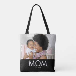 Bolso De Tela Foto Clásica de Mamá con Gorras Negras