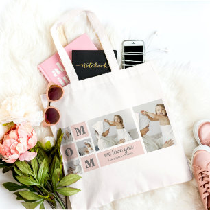 Bolso De Tela Foto Collage moderna de la mejor mamá jamás regalo
