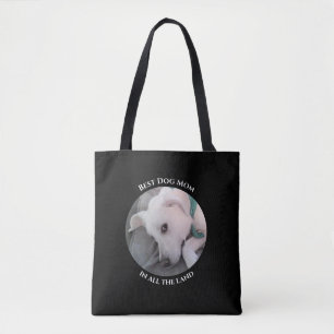 Bolso De Tela Foto de Adorable White Puppy Dog Mejor Mamá Negra