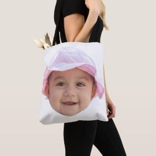 Bolso De Tela Foto de bebé personalizada, foto de cara de bebé