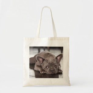 Bolso De Tela Foto de Bulldog Francés con ojos lindos, soñolient