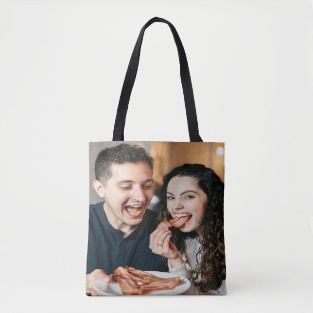 Bolso De Tela Foto de comer tocino personalizar (Anverso)