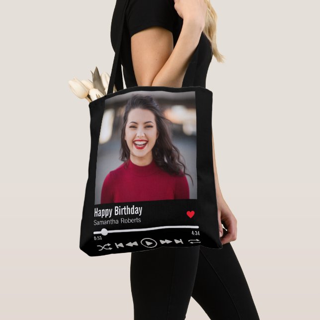 Bolso De Tela Foto de cumpleaños feliz personalizada y moderna (Detalle)