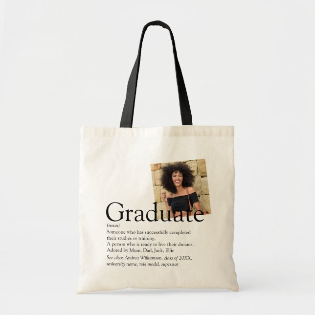 Bolso De Tela Foto de definición de graduado personalizada (Frente)