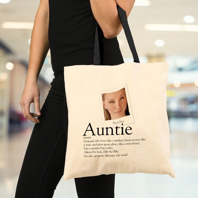 Bolso De Tela Foto de definición de tía moderna (Modern Aunt Auntie Definition Photo Tote Bag)