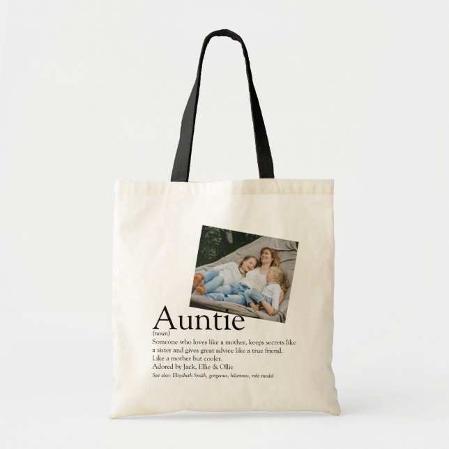 Bolso De Tela Foto de definición de tía tía Persoanlizada (Frente)