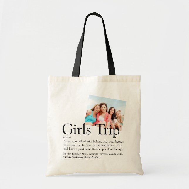 Bolso De Tela Foto de definición de viaje de Chicas personalizad (Frente)