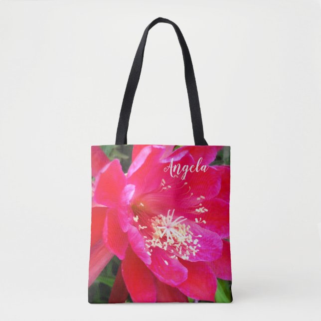 Bolso De Tela Foto de Flor Rosa Tropical (Anverso)