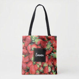 Bolso De Tela Foto de Fresas de Jugo Rojo