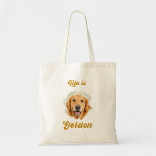 Bolso De Tela Foto de Golden Retriever La vida es dorada