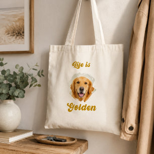 Bolso De Tela Foto de Golden Retriever La vida es dorada