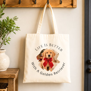Bolso De Tela Foto de Golden Retriever La vida es mejor