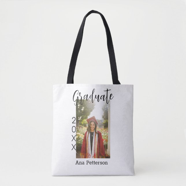 Bolso De Tela Foto de graduado moderno clásico añadir nombre de  (Anverso)