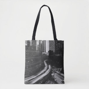 BOLSO DE TELA FOTO DE GRAYSCALE DE LA CIUDAD