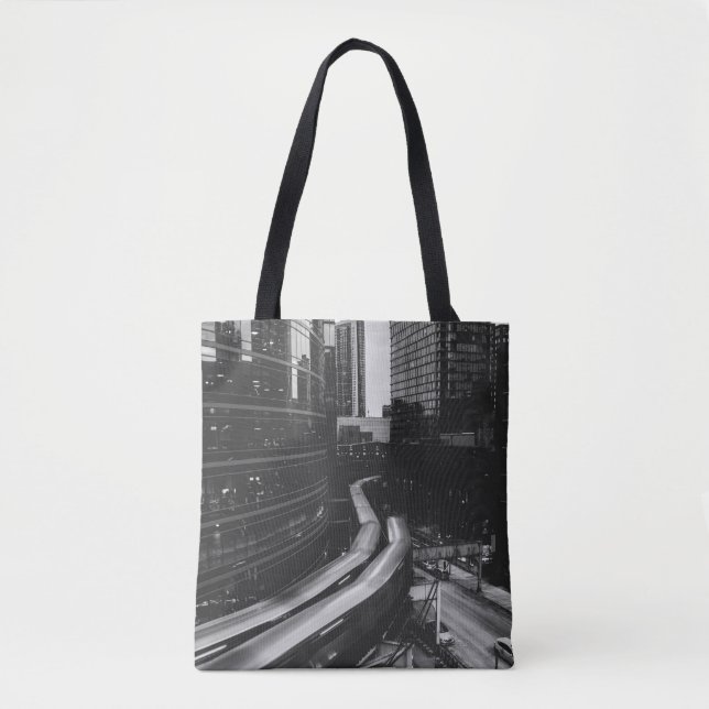 BOLSO DE TELA FOTO DE GRAYSCALE DE LA CIUDAD (Anverso)