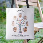 Bolso De Tela Foto de la abuela<br><div class="desc">Esta moderna y elegante bolsa de tocador de la abuela está decorada con un colorido árbol familiar de mosaicos. Fácil personalizable con una selección de siete fotos y los nombres de los nietos. Hace un regalo perfecto para tu abuela. Original Mosaico © Michele Davies.</div>