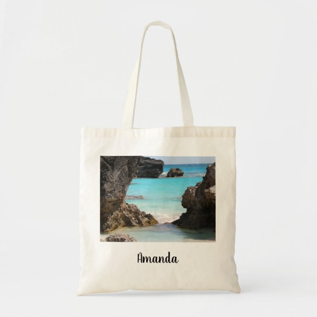 Bolso De Tela Foto de la costa de la isla y el mar tropical (Frente)