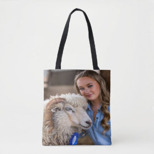 Bolso De Tela Foto de oveja de exposición de ganado personalizad