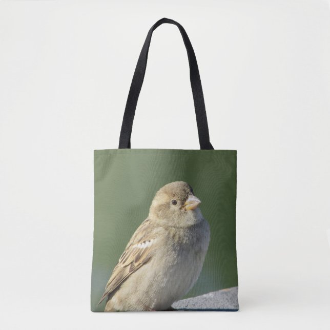 Bolso De Tela Foto de pájaro Pequeña Casa Marrón Sparrow (Anverso)