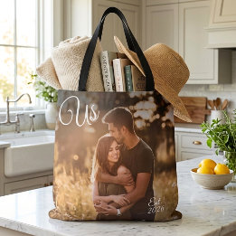 Bolso De Tela Foto de Pareja Nosotros Establecido Fecha 2 Lados