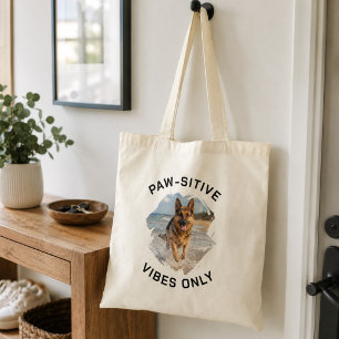 Bolso De Tela Foto de perro con vibraciones positivas solamente