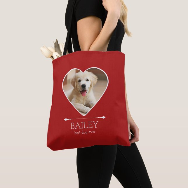 Bolso De Tela Foto de Perro Personalizada Roja (Detalle)