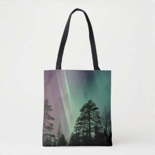 BOLSO DE TELA FOTO DE SILHOUETTE DE AURORA BOREALIS